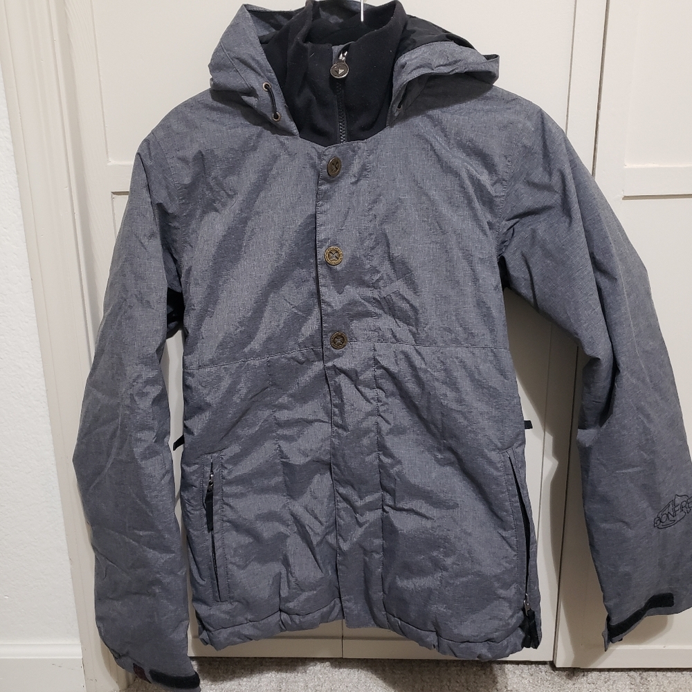Women's bonfire snowboard coat. Grey. Size medium.